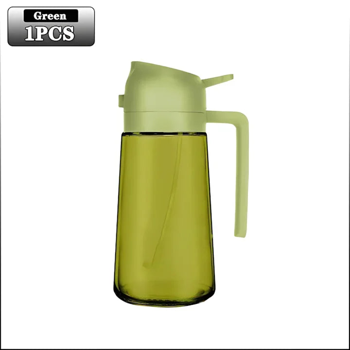 2-in-1 Dark Glass Oil Sprayer & Dispenser – 500ml Lightproof Bottle
