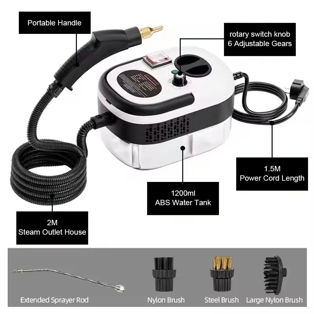 1200ML Handheld Steam Cleaner – 2500W High Pressure Multi-Surface Steamer