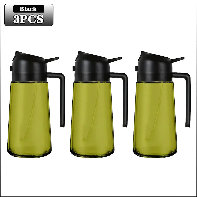 2-in-1 Dark Glass Oil Sprayer & Dispenser – 500ml Lightproof Bottle