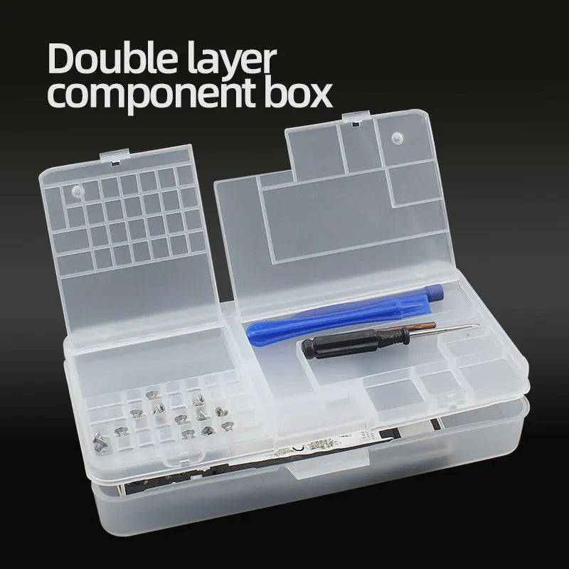 Transparent Plastic Parts & Screw Storage Box with Grid Dividers