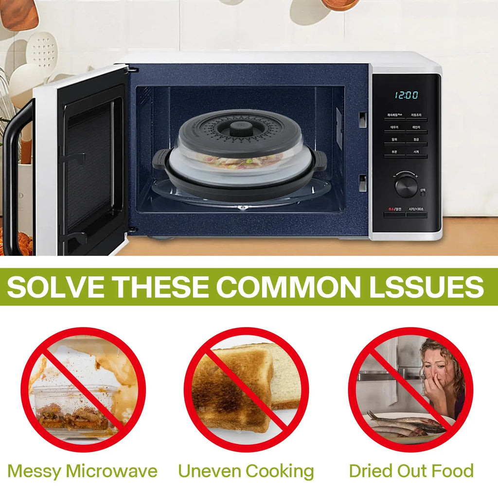 2-in-1 Foldable Microwave Splatter Cover & Anti-Scald Base Mat – BPA-Free, Heat Resistant to 240°C