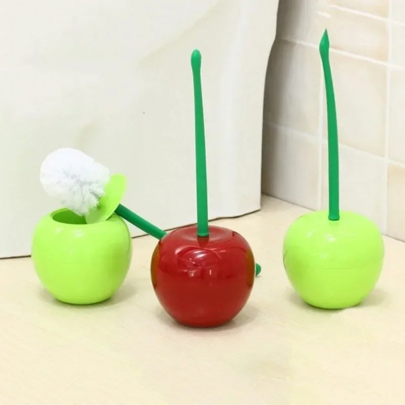 Cherry-Design Toilet Brush Set with Holder – Antibacterial, Anti-Odour