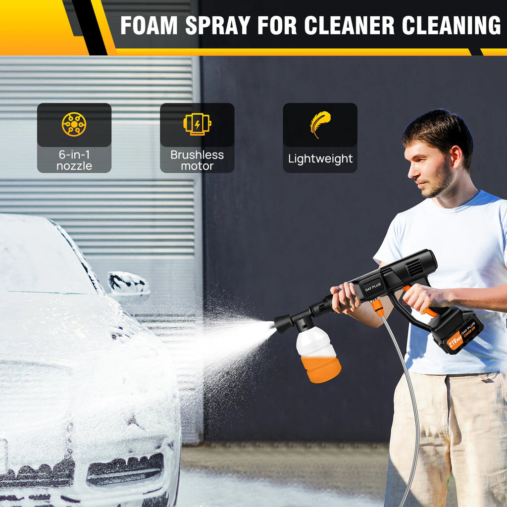 Cordless Pressure Washer – 6-in-1 Nozzle, Brushless Motor & 4.0Ah Battery