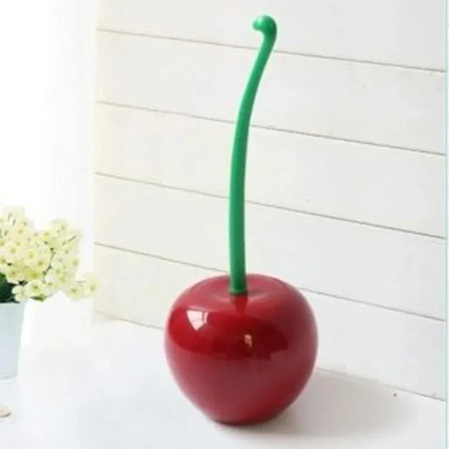 Cherry-Design Toilet Brush Set with Holder – Antibacterial, Anti-Odour