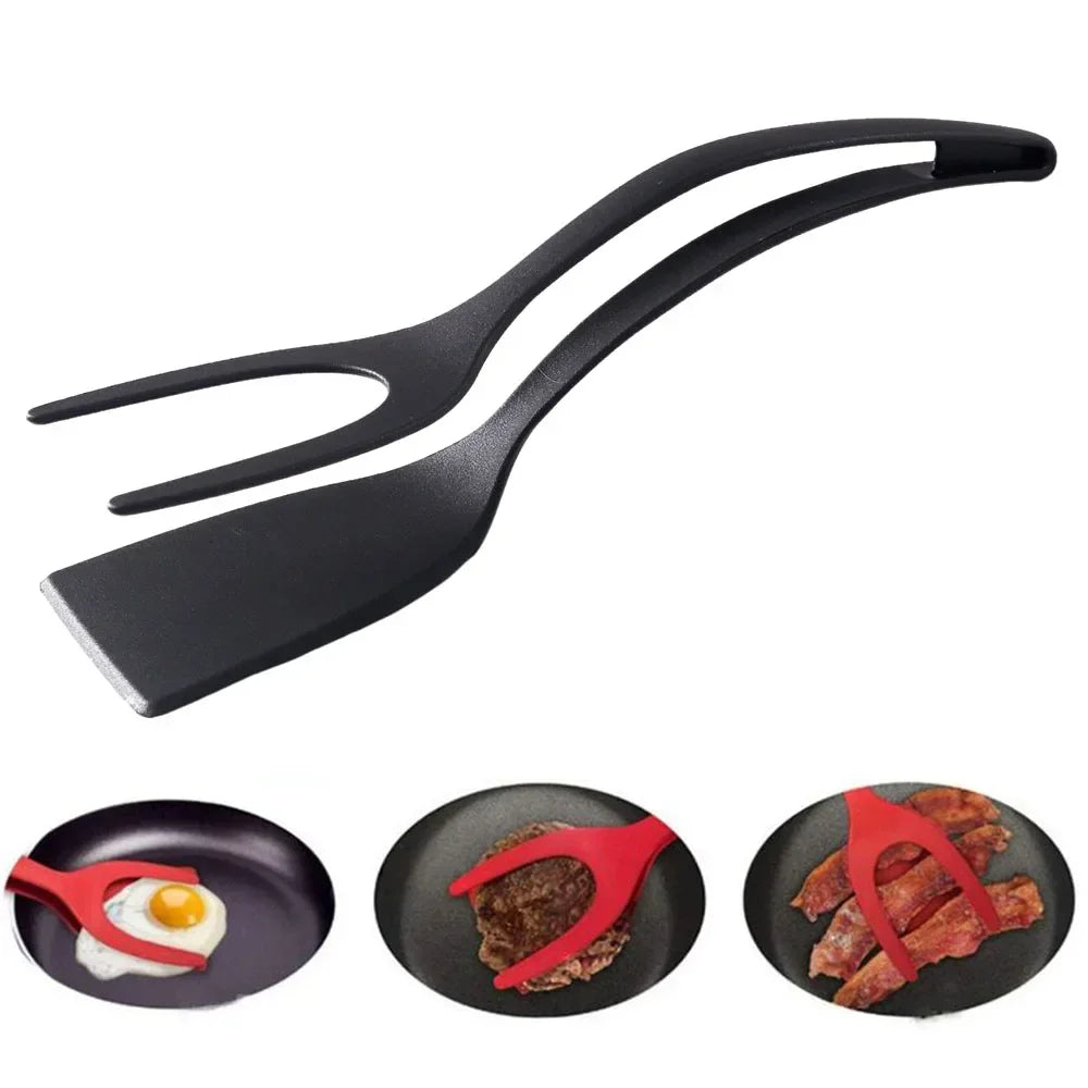 2-in-1 Flip Tongs & Spatula – Non-Stick Kitchen Turner for Eggs, Steak & Pancakes