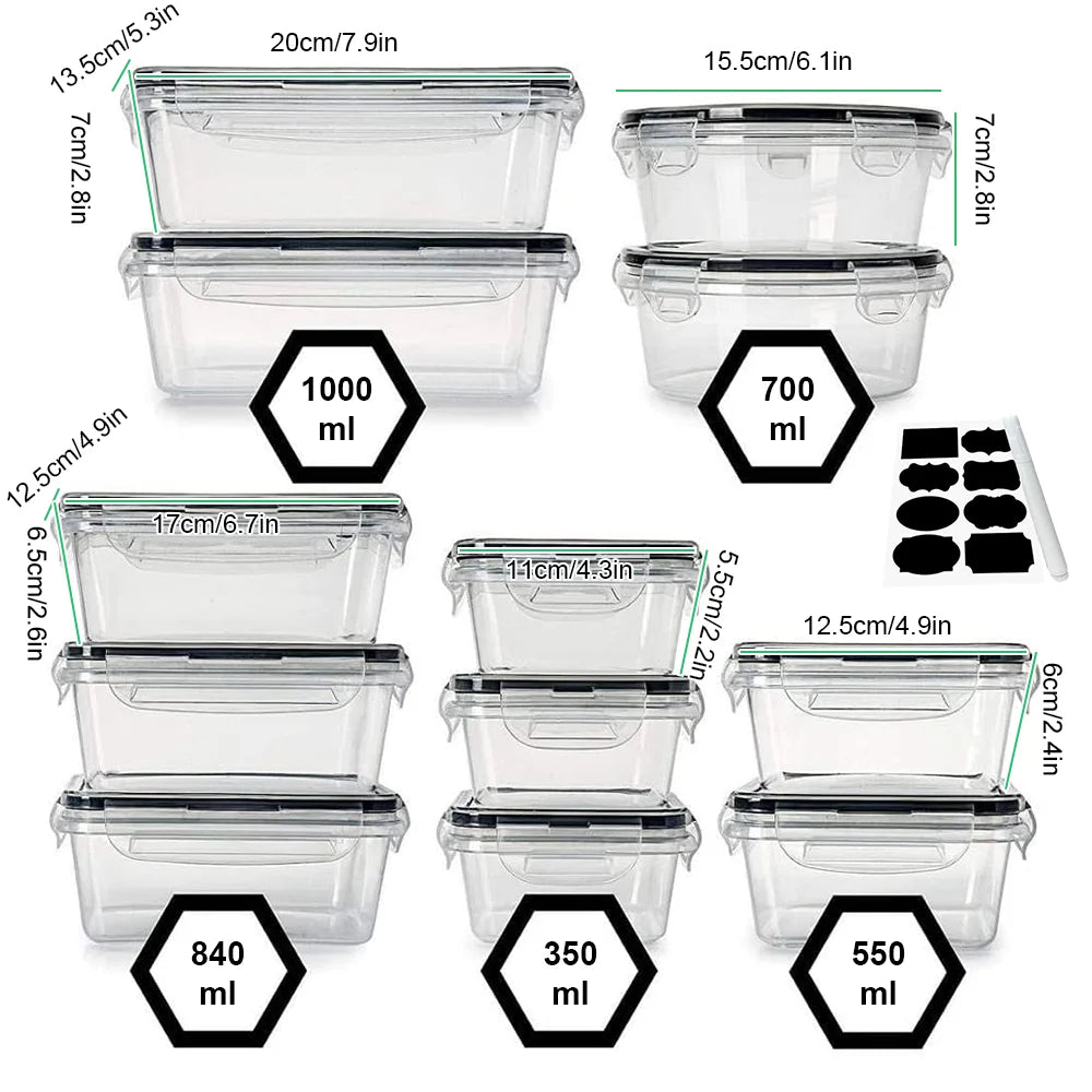 12-Piece Airtight Food Storage Box Set with Lids – Fridge & Meal Prep Organiser
