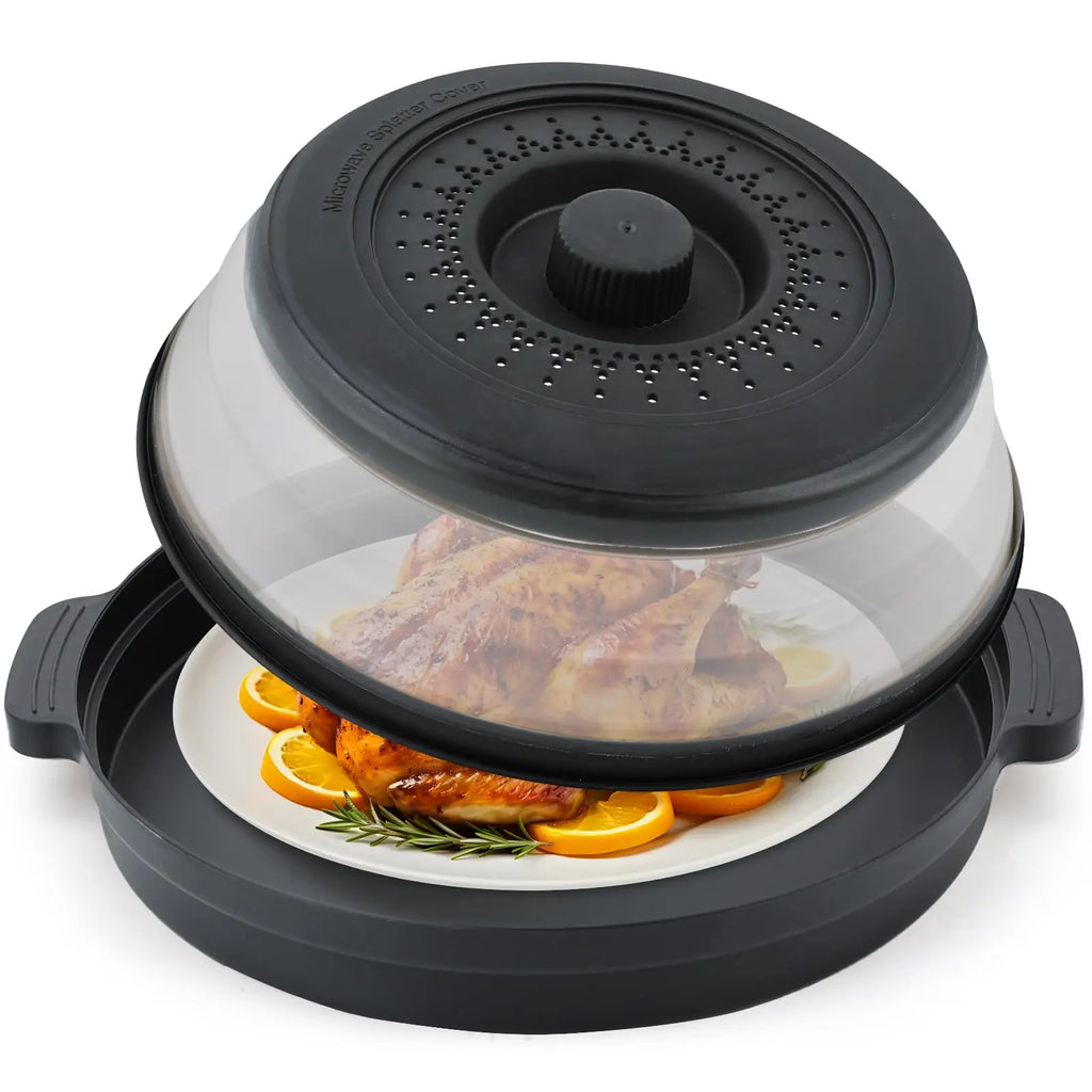 2-in-1 Foldable Microwave Splatter Cover & Anti-Scald Base Mat – BPA-Free, Heat Resistant to 240°C