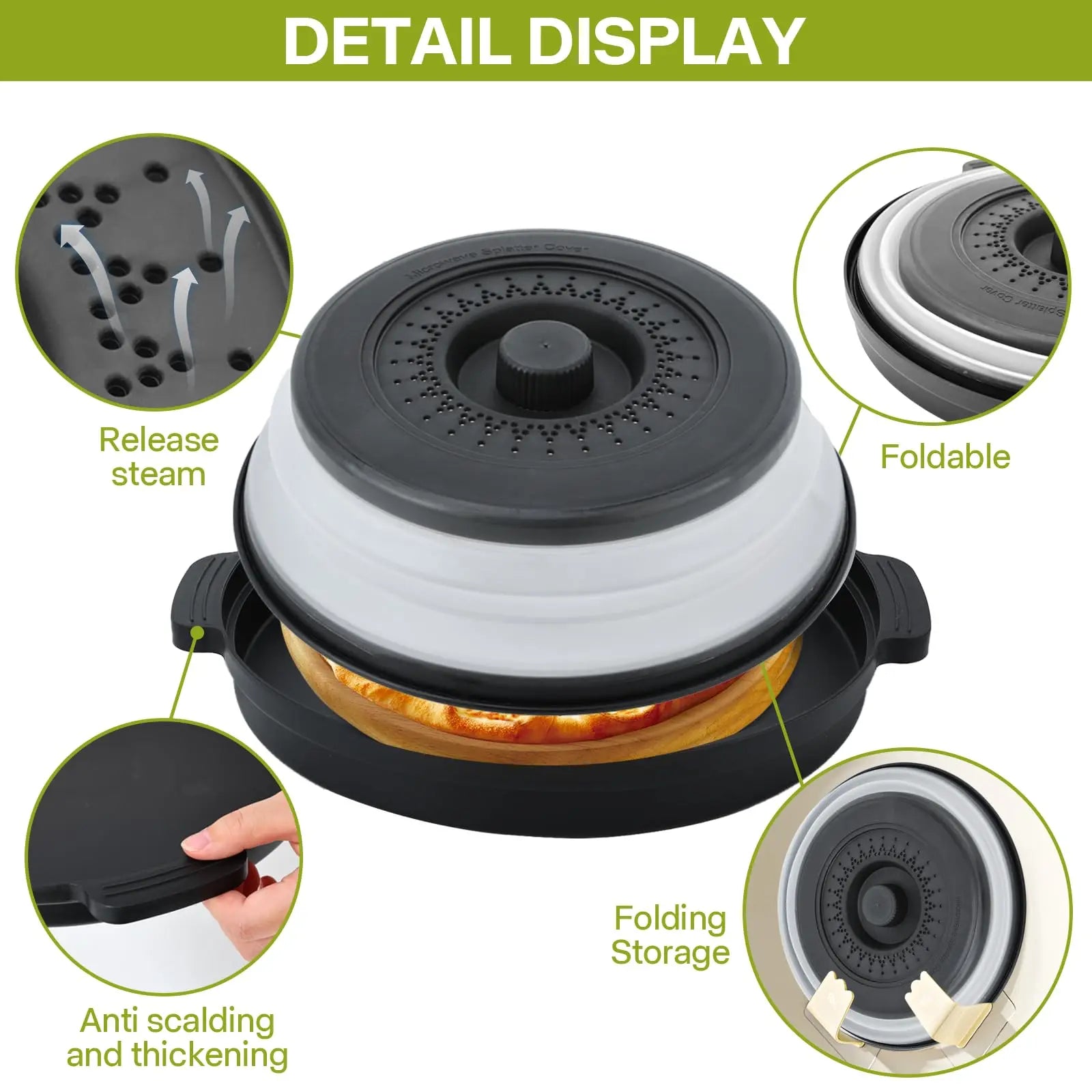 2-in-1 Foldable Microwave Splatter Cover & Anti-Scald Base Mat – BPA-Free, Heat Resistant to 240°C