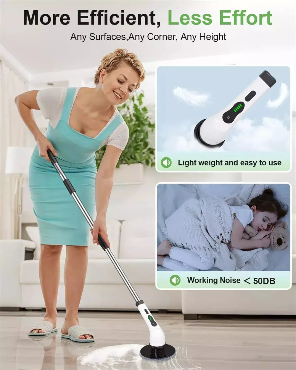 9-in-1 Cordless Electric Spin Scrubber with Telescopic Handle & 9 Brush Heads