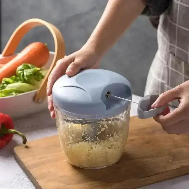 Manual Pull-Cord Garlic Chopper & Vegetable Slicer – 500ml & 900ml, CE Certified