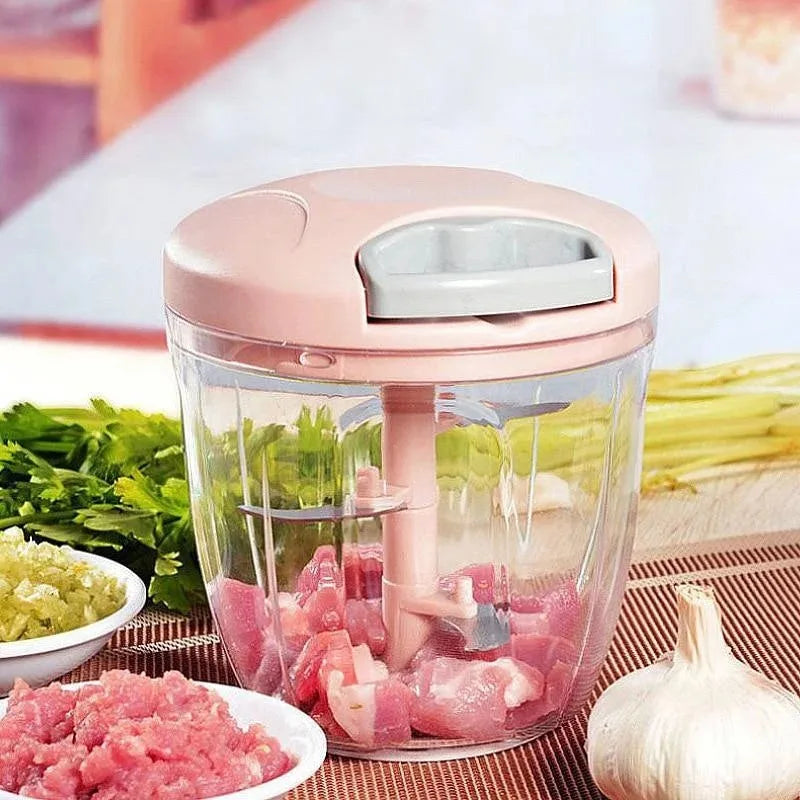 Manual Garlic Chopper & Vegetable Mincer – Pull-Cord Crusher, 500ml & 900ml