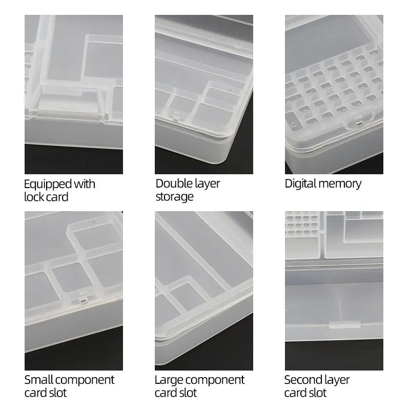 Transparent Plastic Parts & Screw Storage Box with Grid Dividers