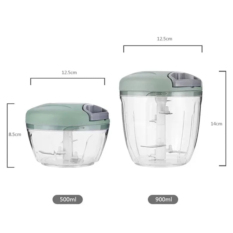 Manual Garlic Chopper & Vegetable Mincer – Pull-Cord Crusher, 500ml & 900ml