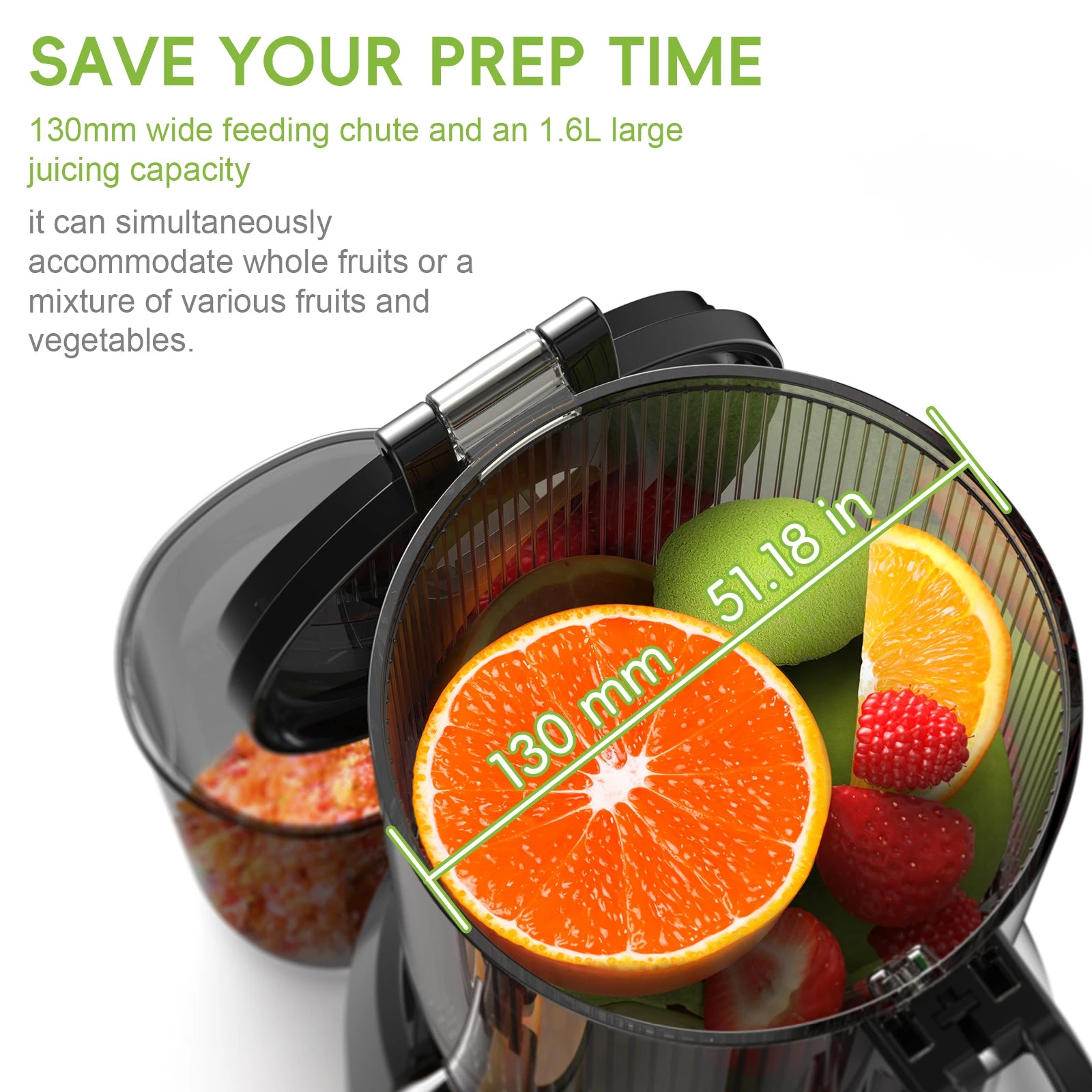 BioloMix Cold Press Slow Masticating Juicer – 130mm Feed Chute, Triple Filter, BPA-Free
