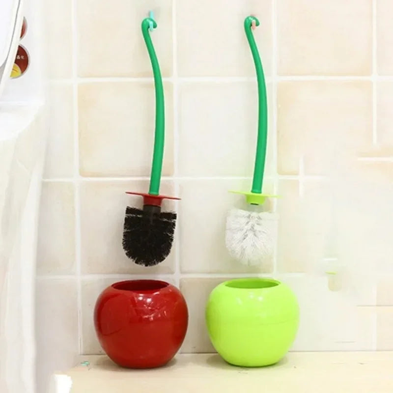 Cherry-Design Toilet Brush Set with Holder – Antibacterial, Anti-Odour