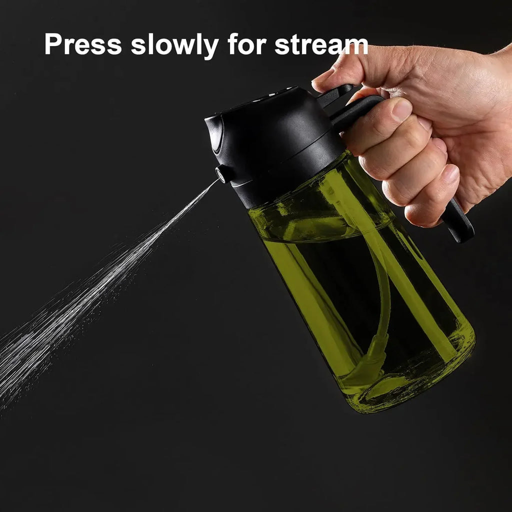 2-in-1 Dark Glass Oil Sprayer & Dispenser – 500ml Lightproof Bottle