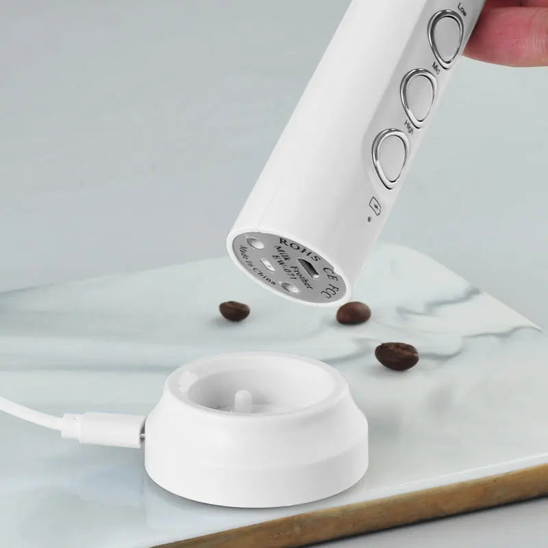 3-in-1 Rechargeable Handheld Milk Frother & Egg Whisk – 3 Speed Settings