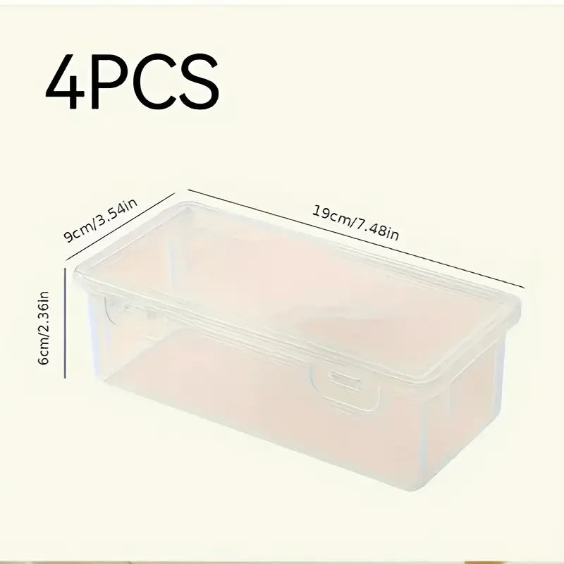 4-Pack Clear PP Storage Boxes with Lids – Office & Craft Organiser