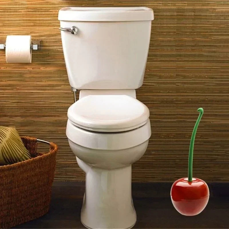 Cherry-Design Toilet Brush Set with Holder – Antibacterial, Anti-Odour