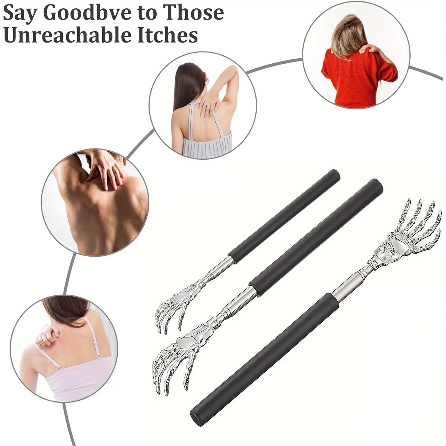 Telescoping Back Scratcher – Extendable Stainless Steel Scratcher & Massager for People & Pets