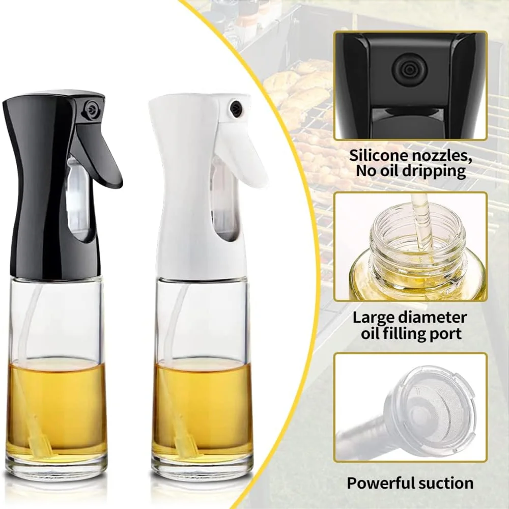 Oil Spray Bottle for Cooking – Reusable Mist Sprayer for Olive Oil & Vinegar (200ml, 300ml, 500ml)