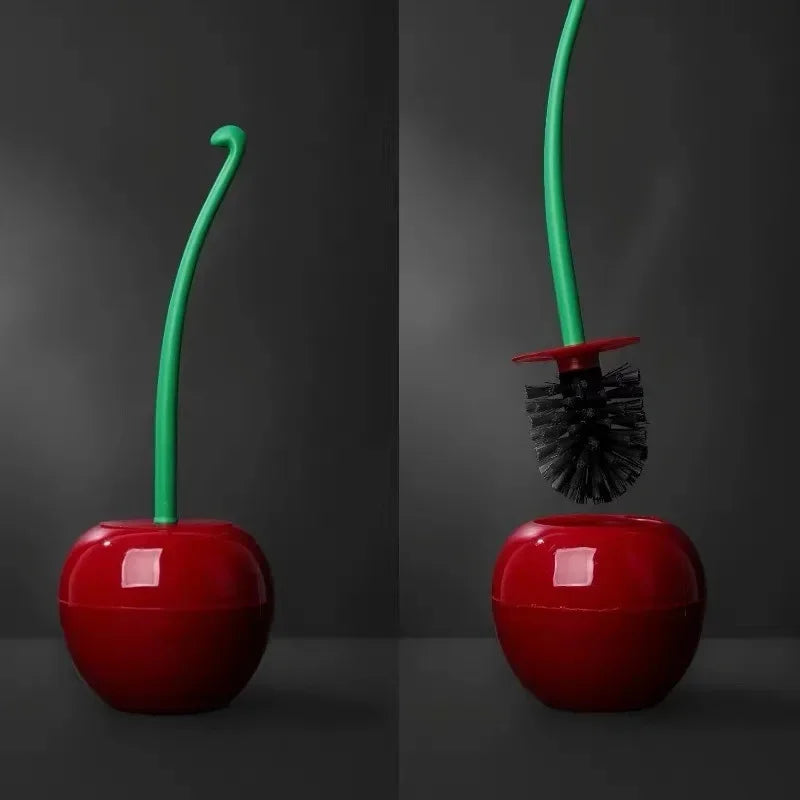 Cherry-Design Toilet Brush Set with Holder – Antibacterial, Anti-Odour