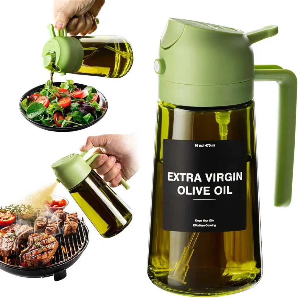 470ml 2-in-1 Glass Oil Sprayer & Dispenser – Dual Spray Modes