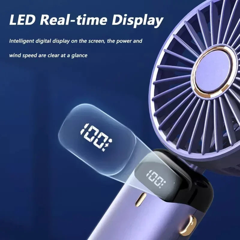 3-in-1 Portable Neck Fan & Handheld Fan – 5 Speeds, LED Display, Phone Stand