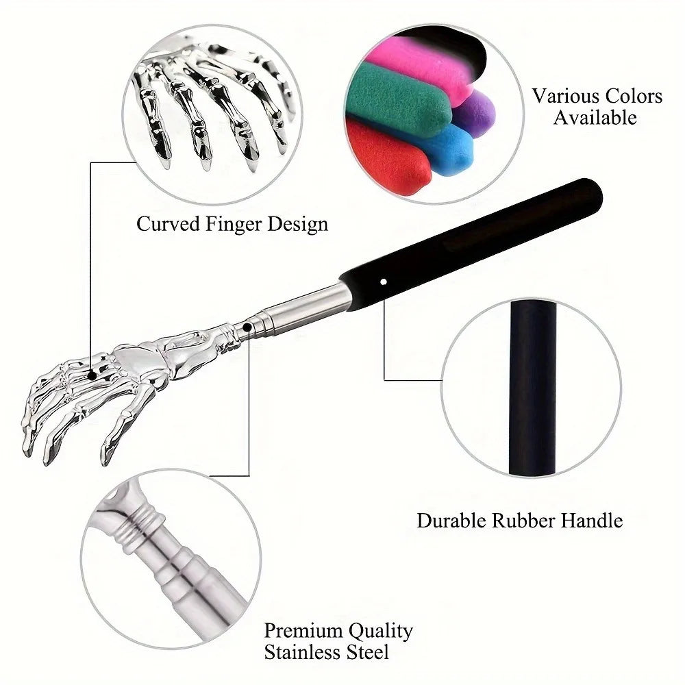 Telescoping Back Scratcher – Extendable Stainless Steel Scratcher & Massager for People & Pets