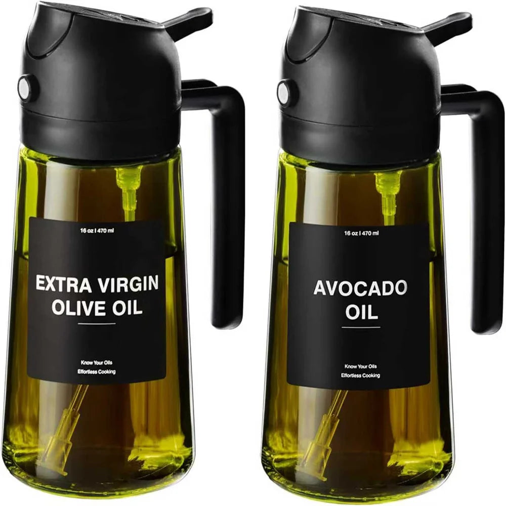 470ml 2-in-1 Glass Oil Sprayer & Dispenser – Dual Spray Modes