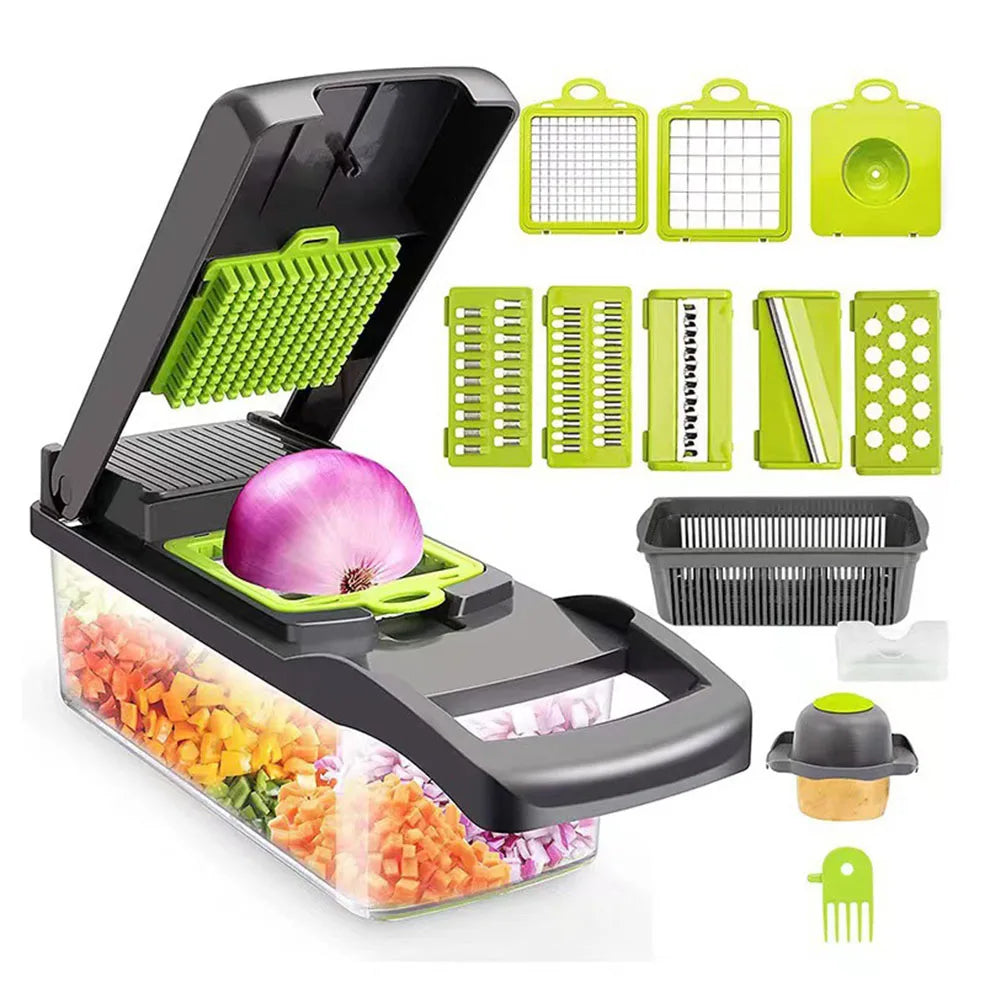 Vegetable Chopper & Mandoline Slicer with Container – Cheese Grater & Food Cutter