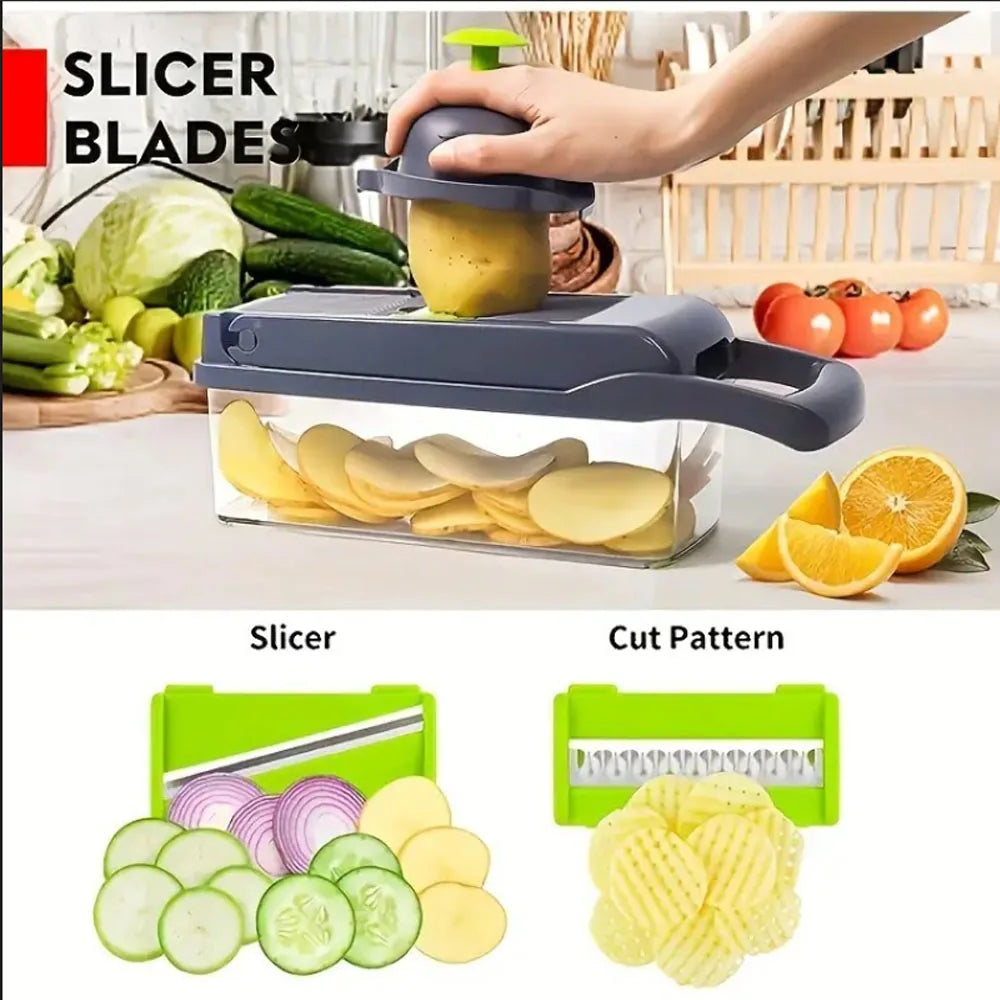 Vegetable Chopper & Mandoline Slicer with Container – Cheese Grater & Food Cutter
