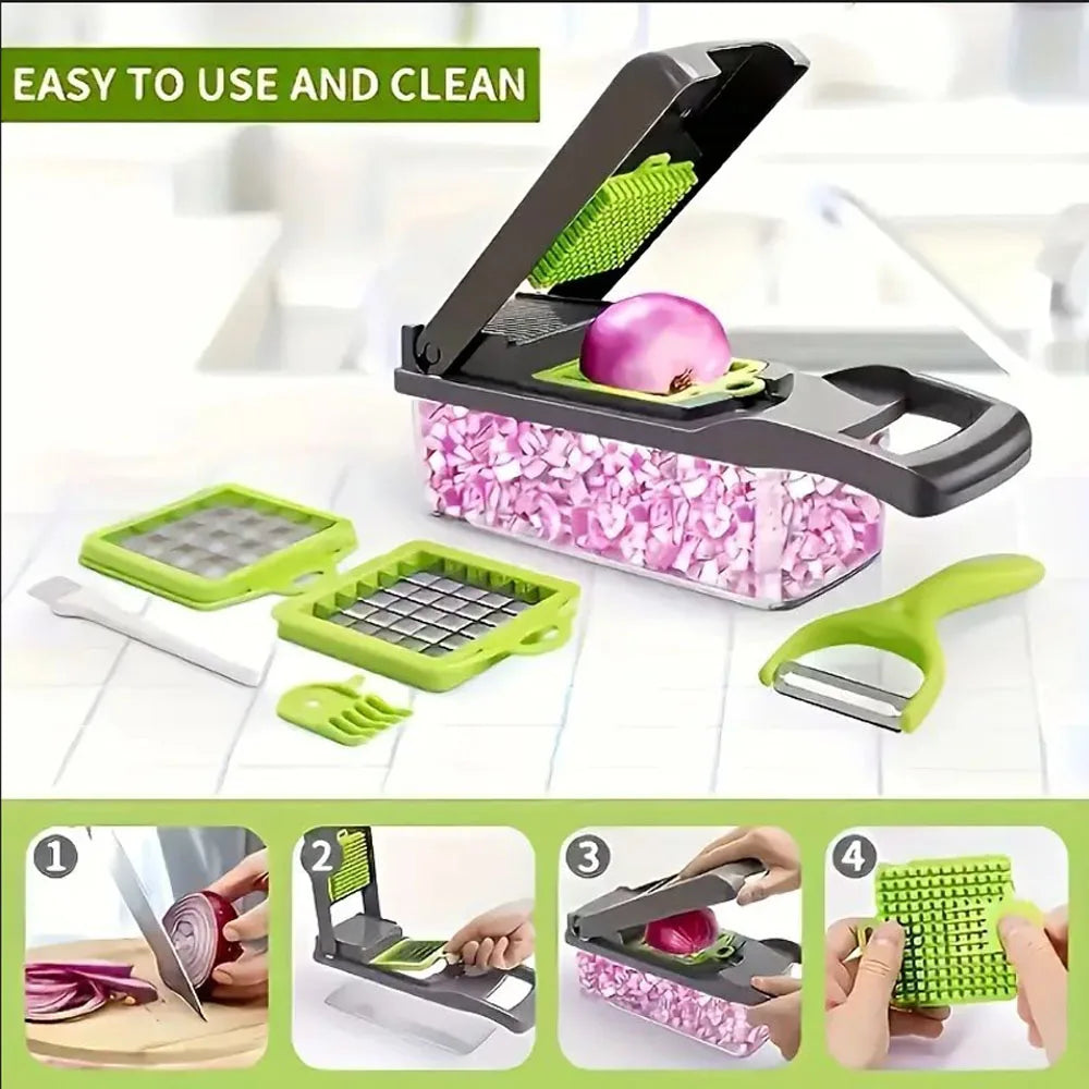 Vegetable Chopper & Mandoline Slicer with Container – Cheese Grater & Food Cutter