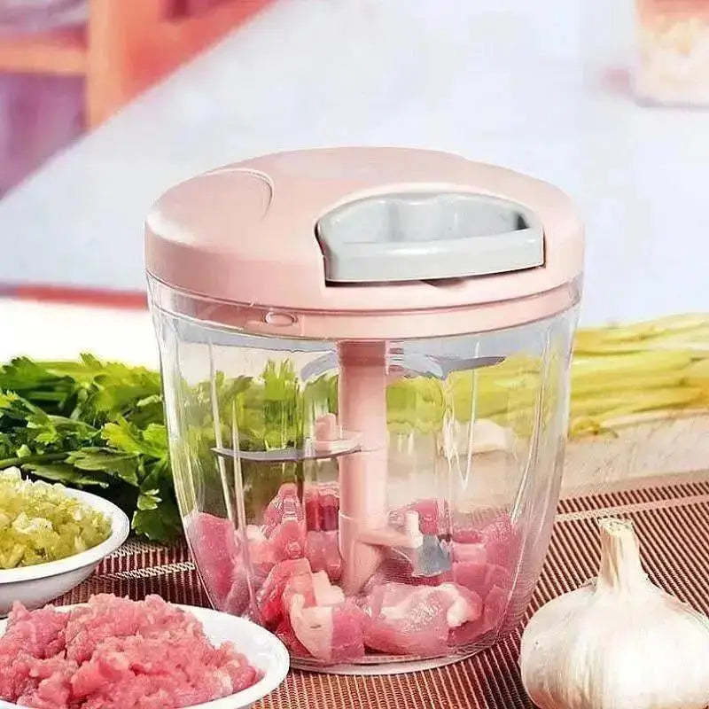 Manual Pull-Cord Garlic Chopper & Vegetable Slicer – 500ml & 900ml, CE Certified