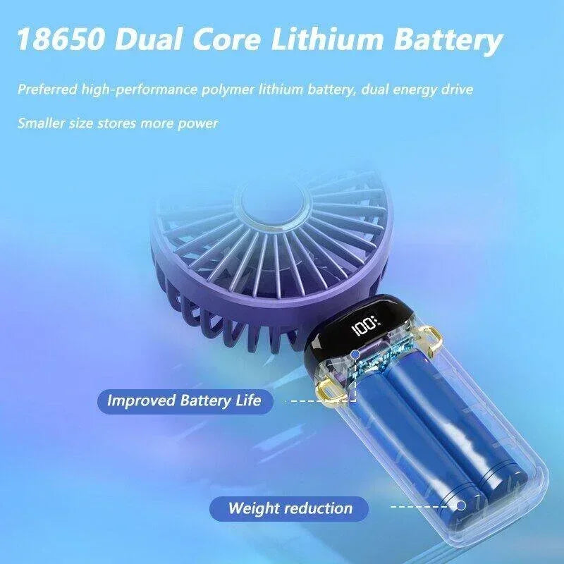 3-in-1 Portable Neck Fan & Handheld Fan – 5 Speeds, LED Display, Phone Stand