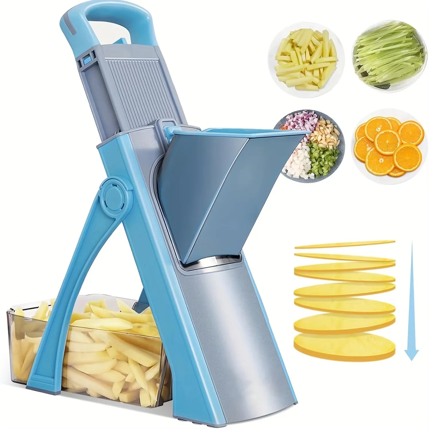 4-in-1 Adjustable Vegetable Slicer – Safe Mandoline with Julienne, Dicer & Slice Modes