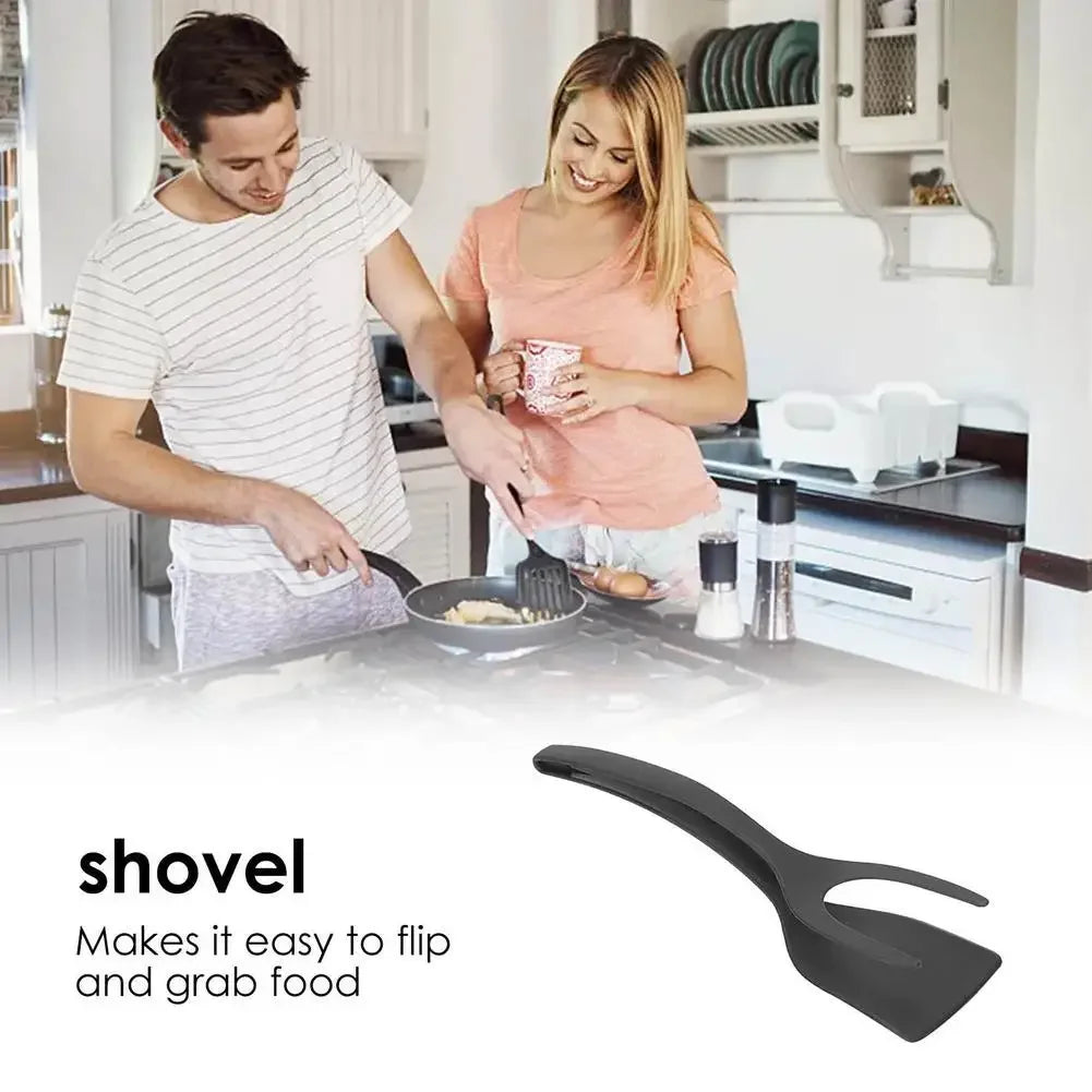 2-in-1 Flip Tongs & Spatula – Non-Stick Kitchen Turner for Eggs, Steak & Pancakes