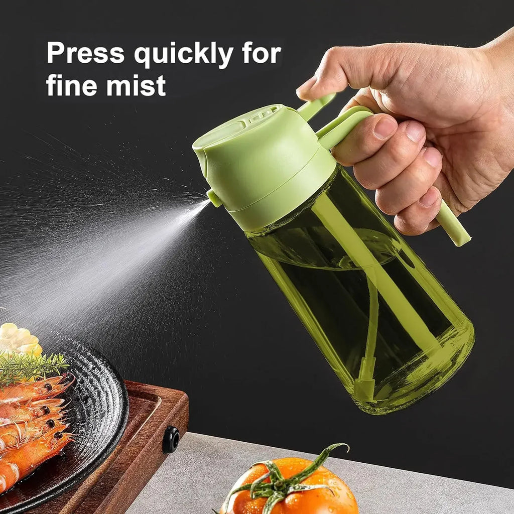 2-in-1 Dark Glass Oil Sprayer & Dispenser – 500ml Lightproof Bottle