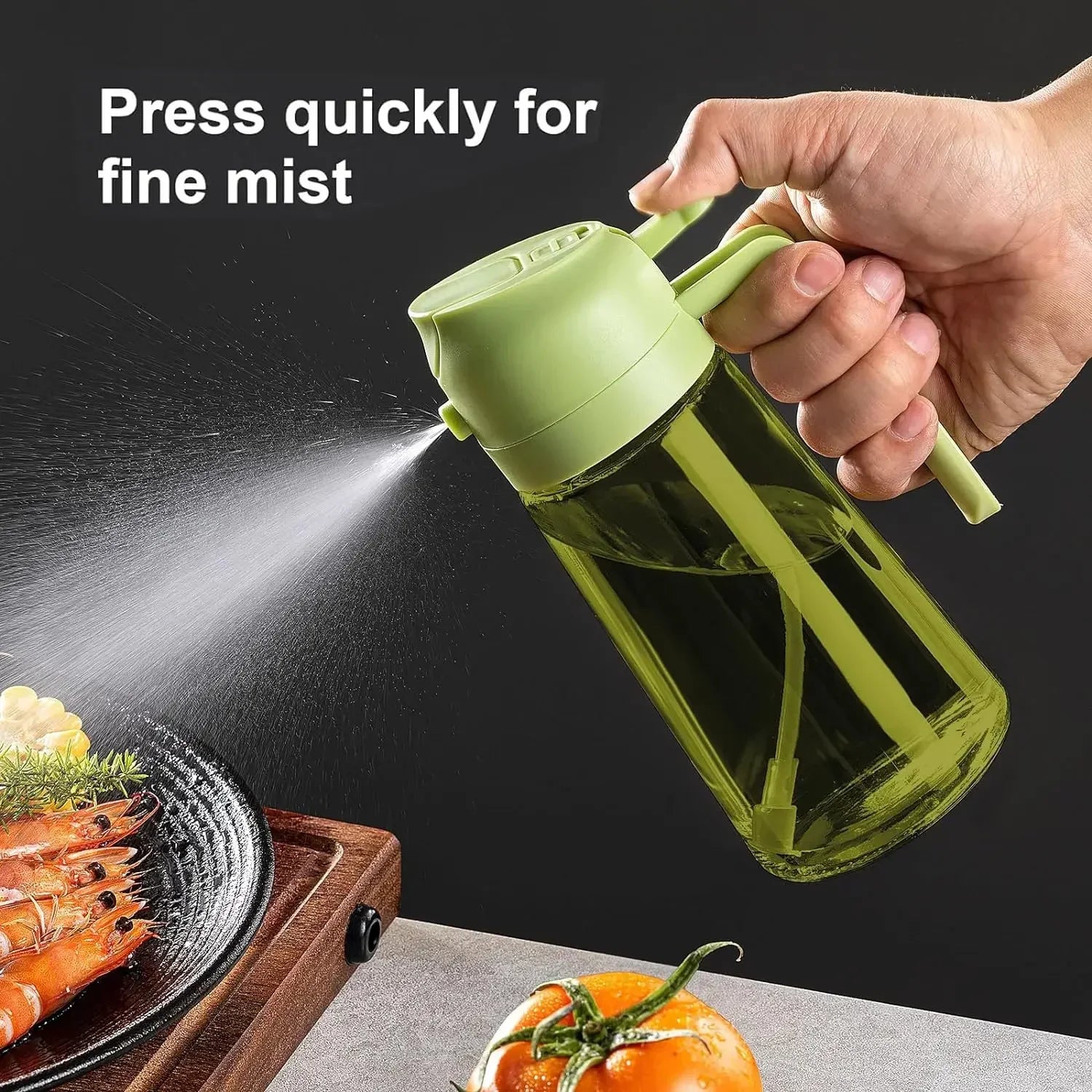 2-in-1 Dark Glass Oil Sprayer & Dispenser – 500ml Lightproof Bottle