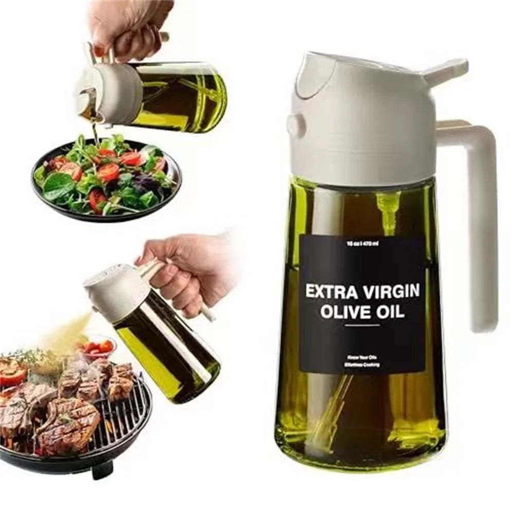 470ml 2-in-1 Glass Oil Sprayer & Dispenser – Dual Spray Modes
