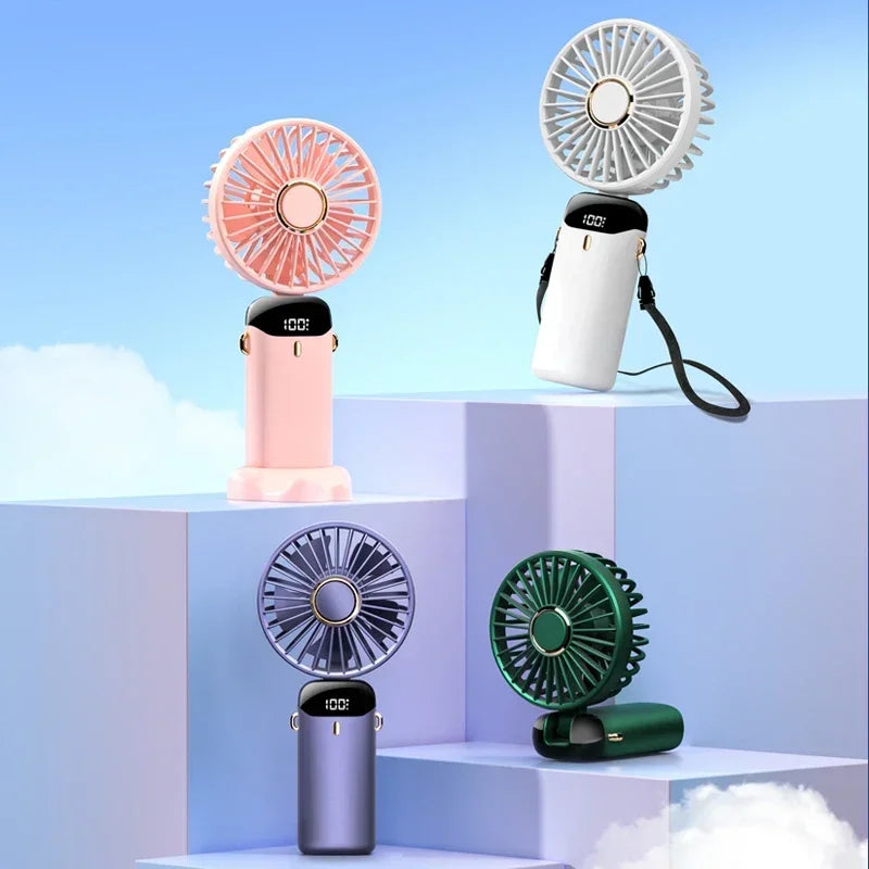 3-in-1 Portable Neck Fan & Handheld Fan – 5 Speeds, LED Display, Phone Stand