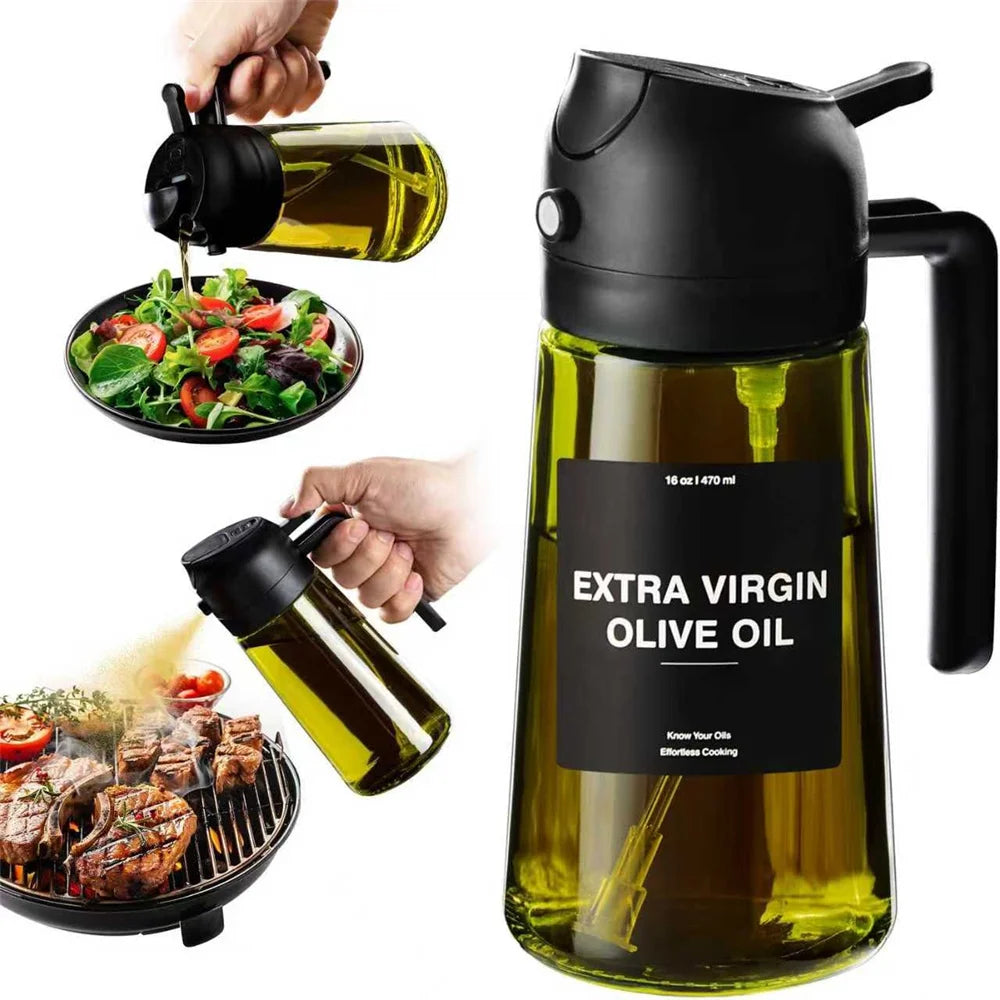 470ml 2-in-1 Glass Oil Sprayer & Dispenser – Dual Spray Modes