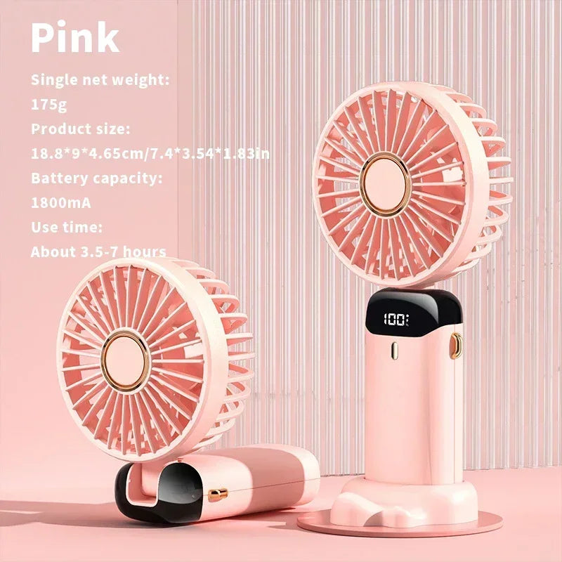 3-in-1 Portable Neck Fan & Handheld Fan – 5 Speeds, LED Display, Phone Stand