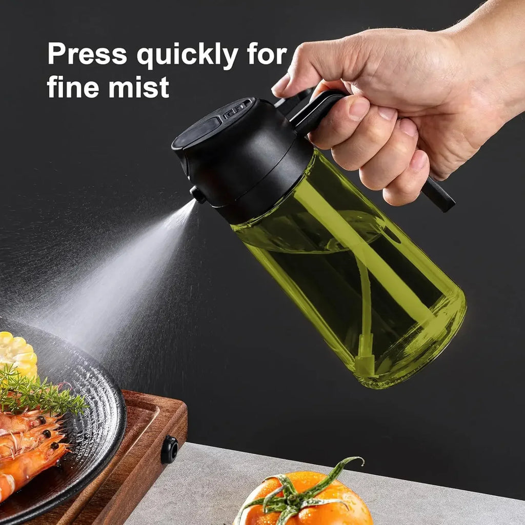 2-in-1 Dark Glass Oil Sprayer & Dispenser – 500ml Lightproof Bottle