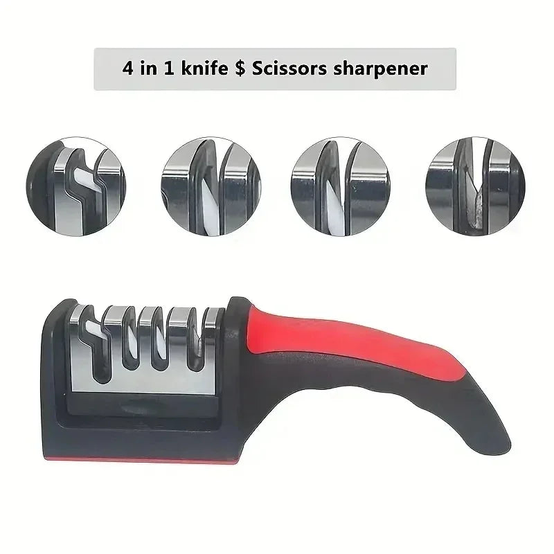 3-Stage Handheld Knife Sharpener – Quick Sharpening Tool with Non-Slip Base