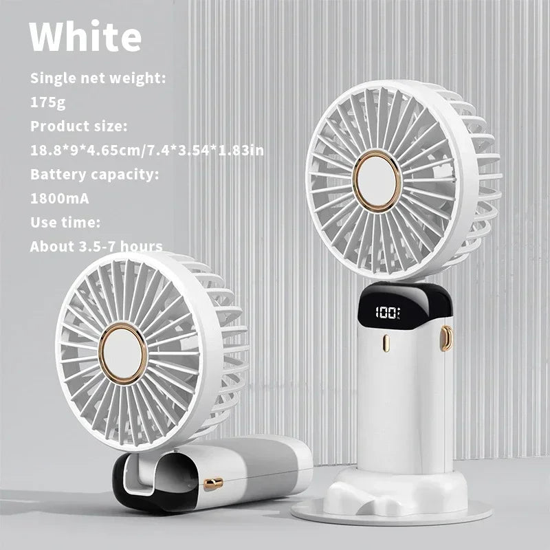 3-in-1 Portable Neck Fan & Handheld Fan – 5 Speeds, LED Display, Phone Stand