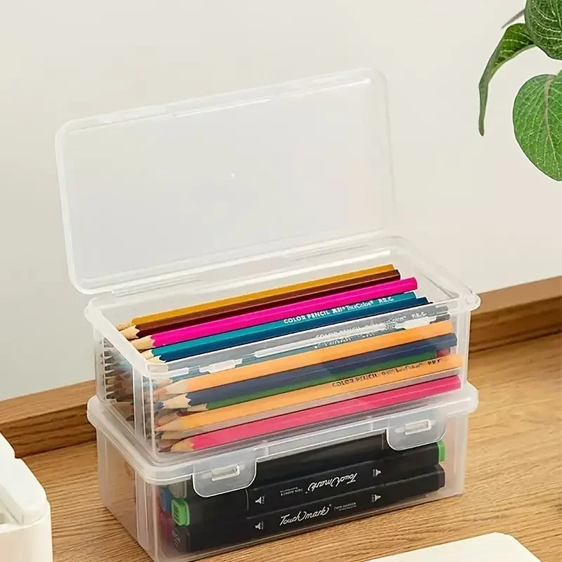 4-Pack Clear PP Storage Boxes with Lids – Office & Craft Organiser
