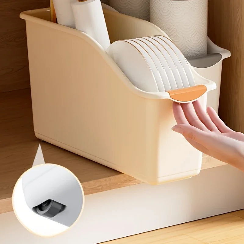 Curved Plastic Storage Bin – Multipurpose Home Organiser for Cleaning Supplies