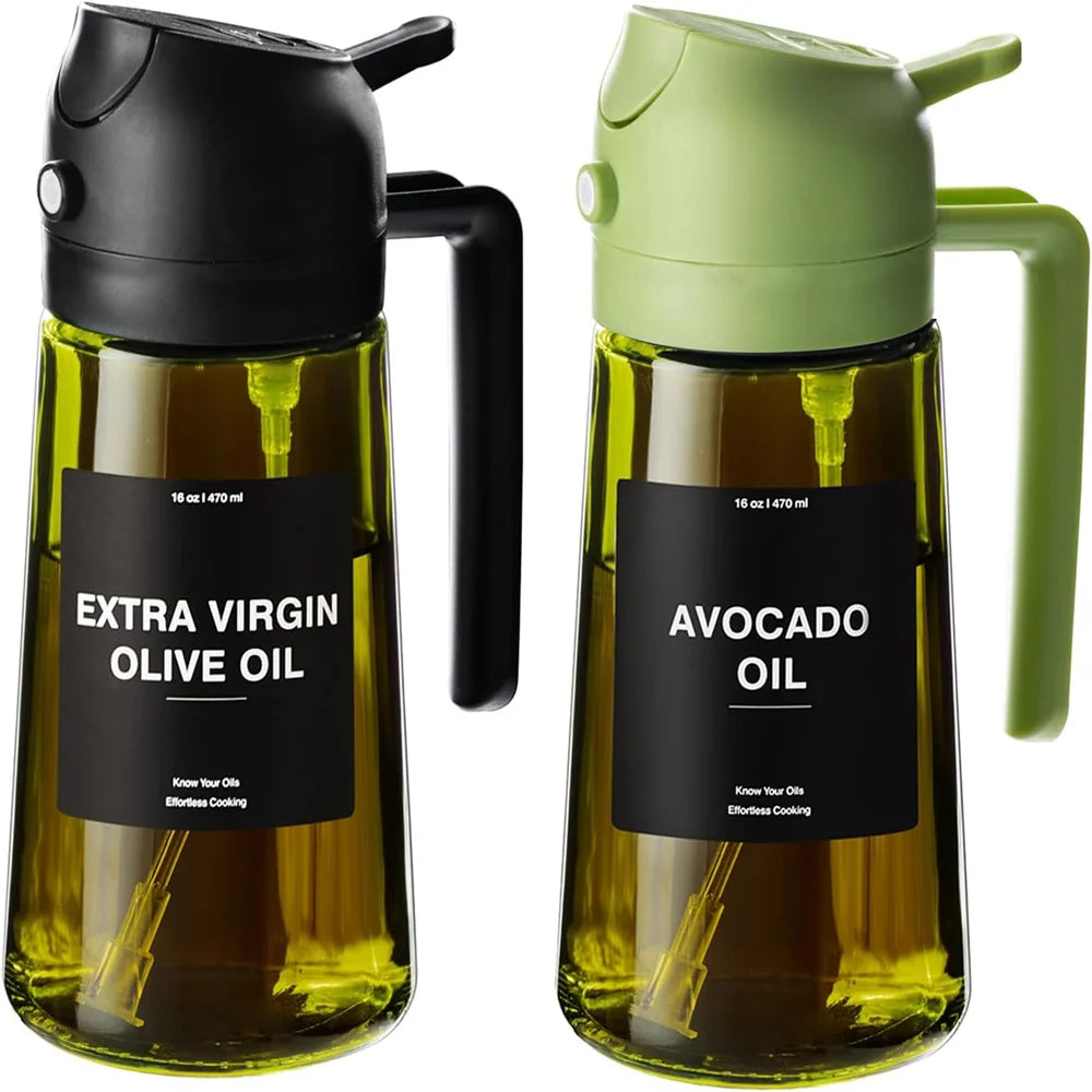 470ml 2-in-1 Glass Oil Sprayer & Dispenser – Dual Spray Modes