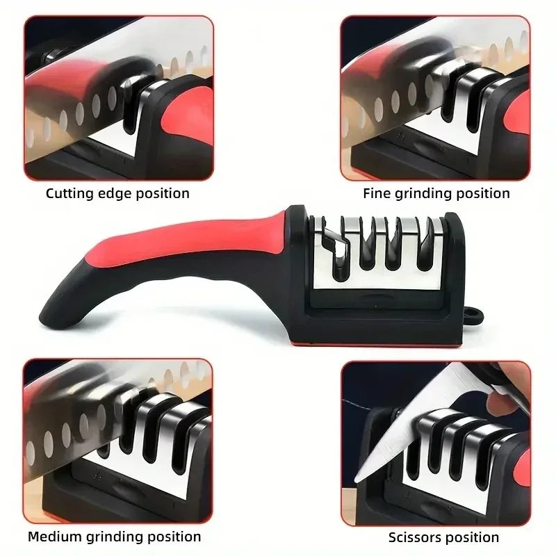 3-Stage Handheld Knife Sharpener – Quick Sharpening Tool with Non-Slip Base